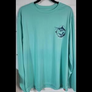 Men's Long Sleeve Fishing Shirt - Aqua Blue Performance Tee